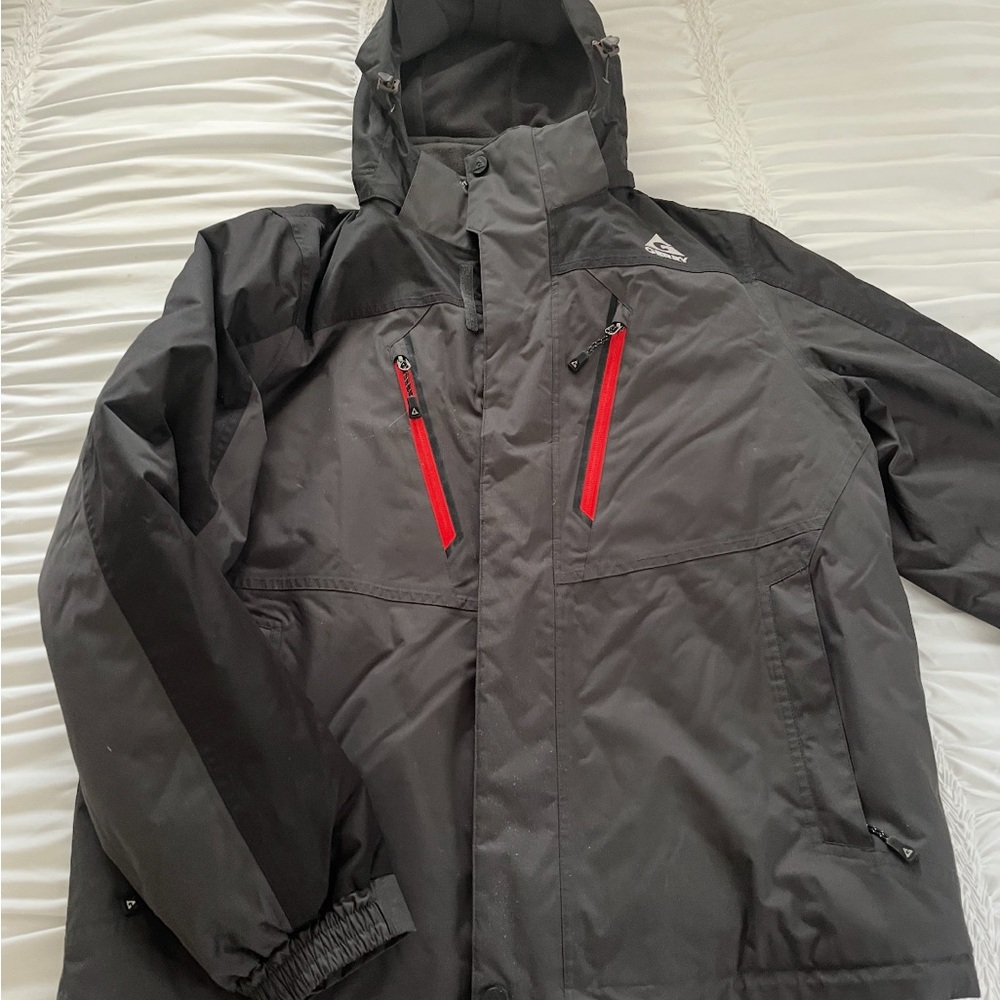 Men's Black and Red Hooded Jacket